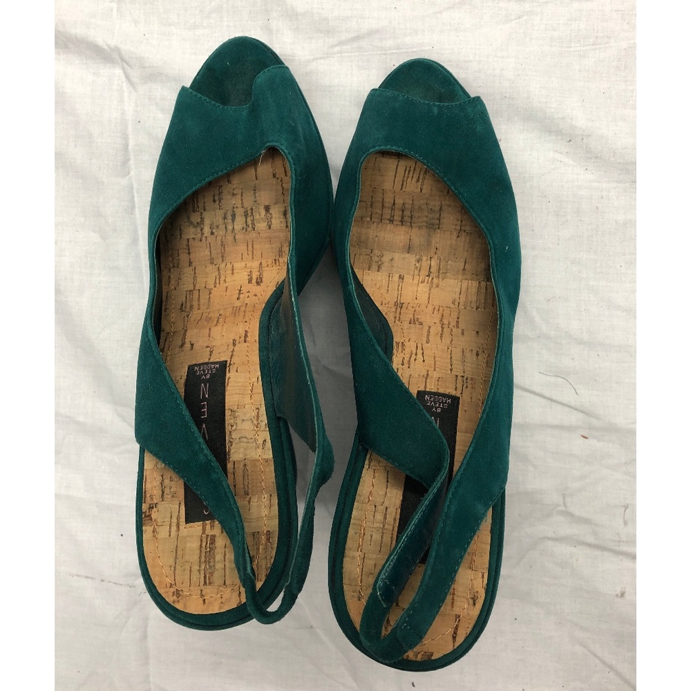 Teal Suede Slingback Wedge - Picture 2 of 3